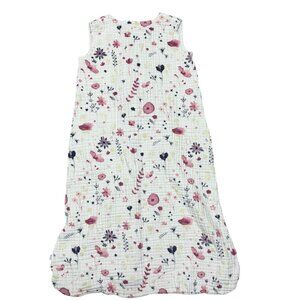 Little Unicorn Muslin Floral Print Sleepsack Size XL 18-24M Pink White